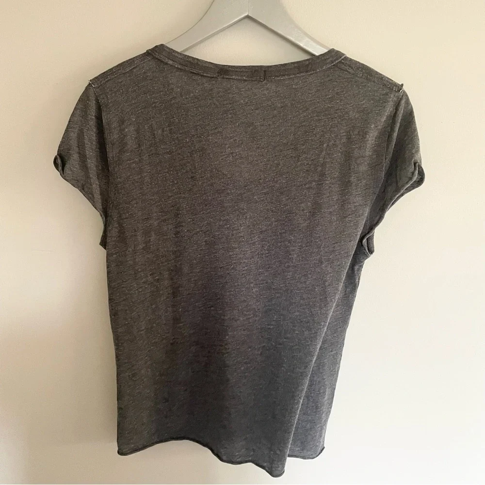 FREE PEOPLE | Grey V-neck Relaxed Fit Casual T-shirt | Size XS | Light Fabric - Picture 5 of 13